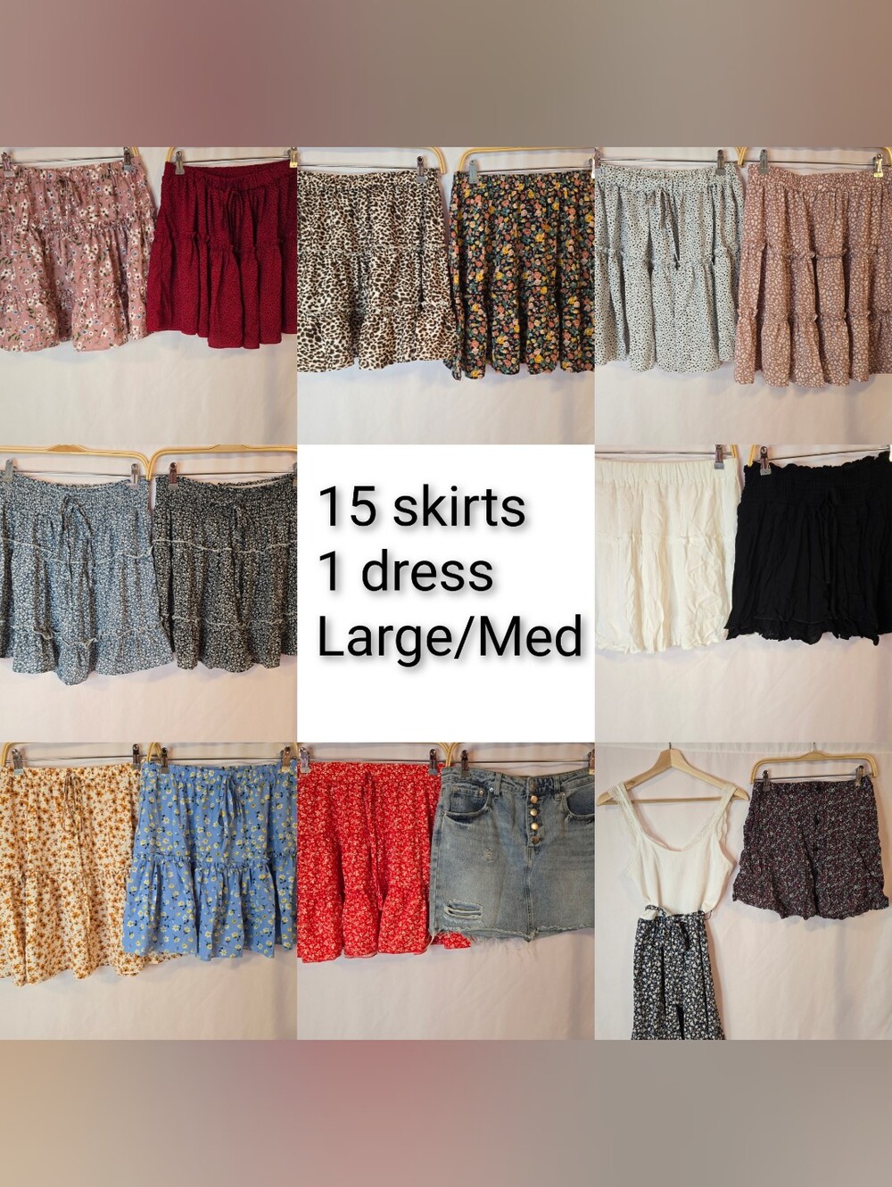 Women's Medium/Large Summer Clothing Lot 15 Skirts One Dress- READ INFO